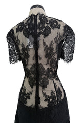 Fall 2017 Alexander McQueen by Sarah Burton Black Lace Dress w See Through Lace Back