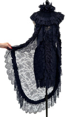 Extraordinary Fall 2008 Chanel by Karl Lagerfeld Blue Lace & Chiffon Dress & Cape Set