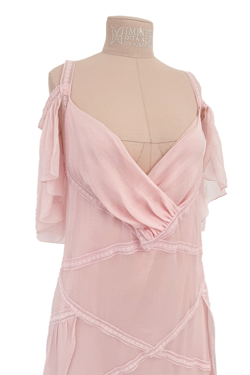 Spring 2005 Chanel by Karl Lagerfeld Runway Softest Pale Pink Floating Silk Chiffon Dress