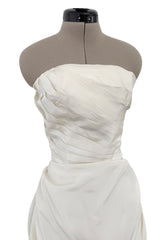 Prettiest 1950s Fred Perlberg Strapless Ivory Dress w Gathered Back Skirting & Net Cotton Muslin Underskirts