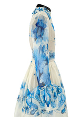 Pre-Fall 2020 Valentino by Pierpaolo Piccioli Runway Look 3 Blue & White Silk Organza Dress