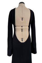 Incredible Fall 1998 Guy Laroche by Alber Elbaz Runway Black Jersey Reissue of the Mireille Darc Backless Dress