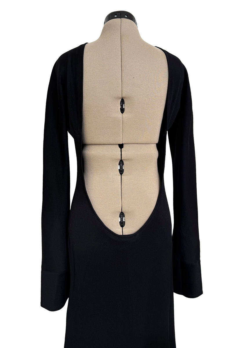 Incredible Fall 1998 Guy Laroche by Alber Elbaz Runway Black Jersey Reissue of the Mireille Darc Backless Dress