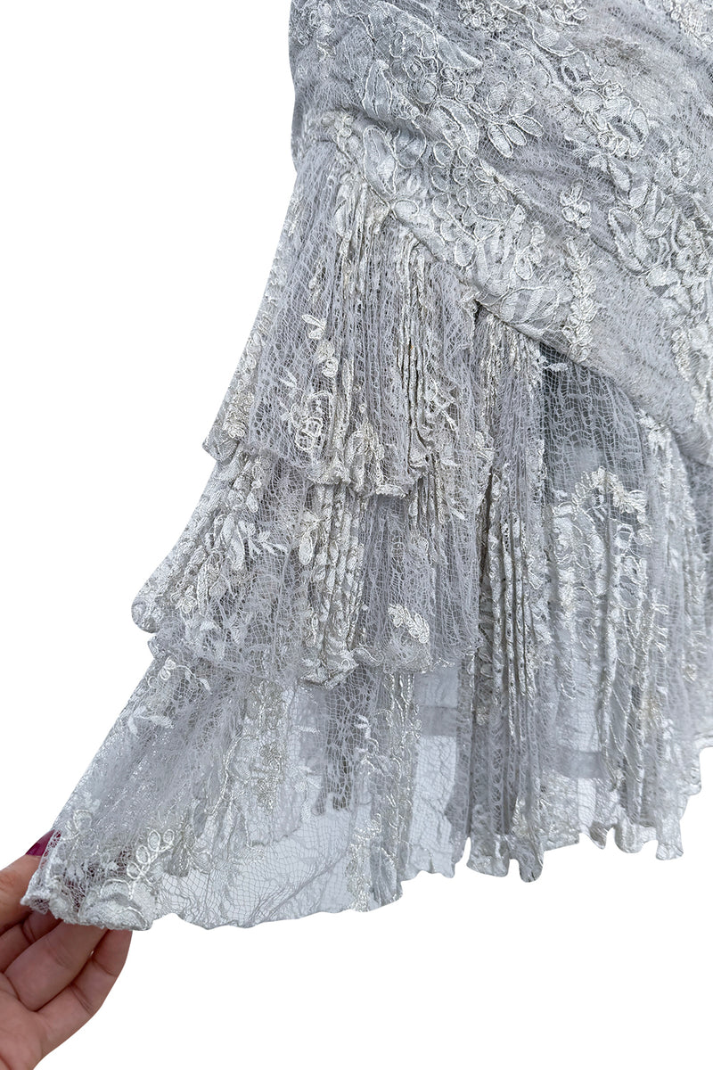 Fall 1989 Emanuel Ungaro Haute Couture Runway Silver Strapless Mini Dress