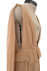 Chic Spring 2019 Chloe by Natacha Ramsay-Levi Pleated Chiffon Dress w Attached Caped Back
