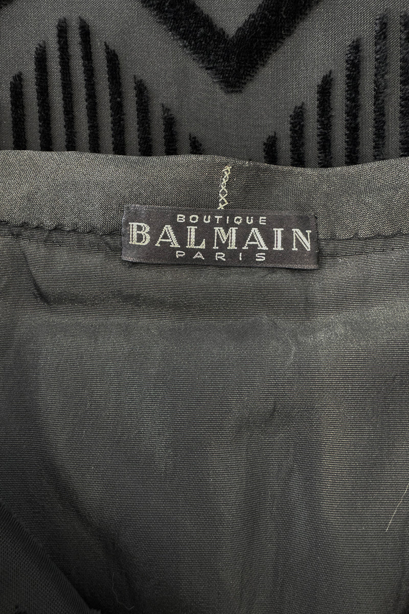 Prettiest 1960s Pierre Balmain Full Length Fused Velvet in Black Silk Geometric Pattern Skirt