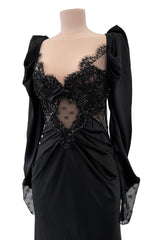 Fall 2019 Alessandra Rich Black Version of Runway Look 46 Bias Cut Silk & Sequin Lace Dress