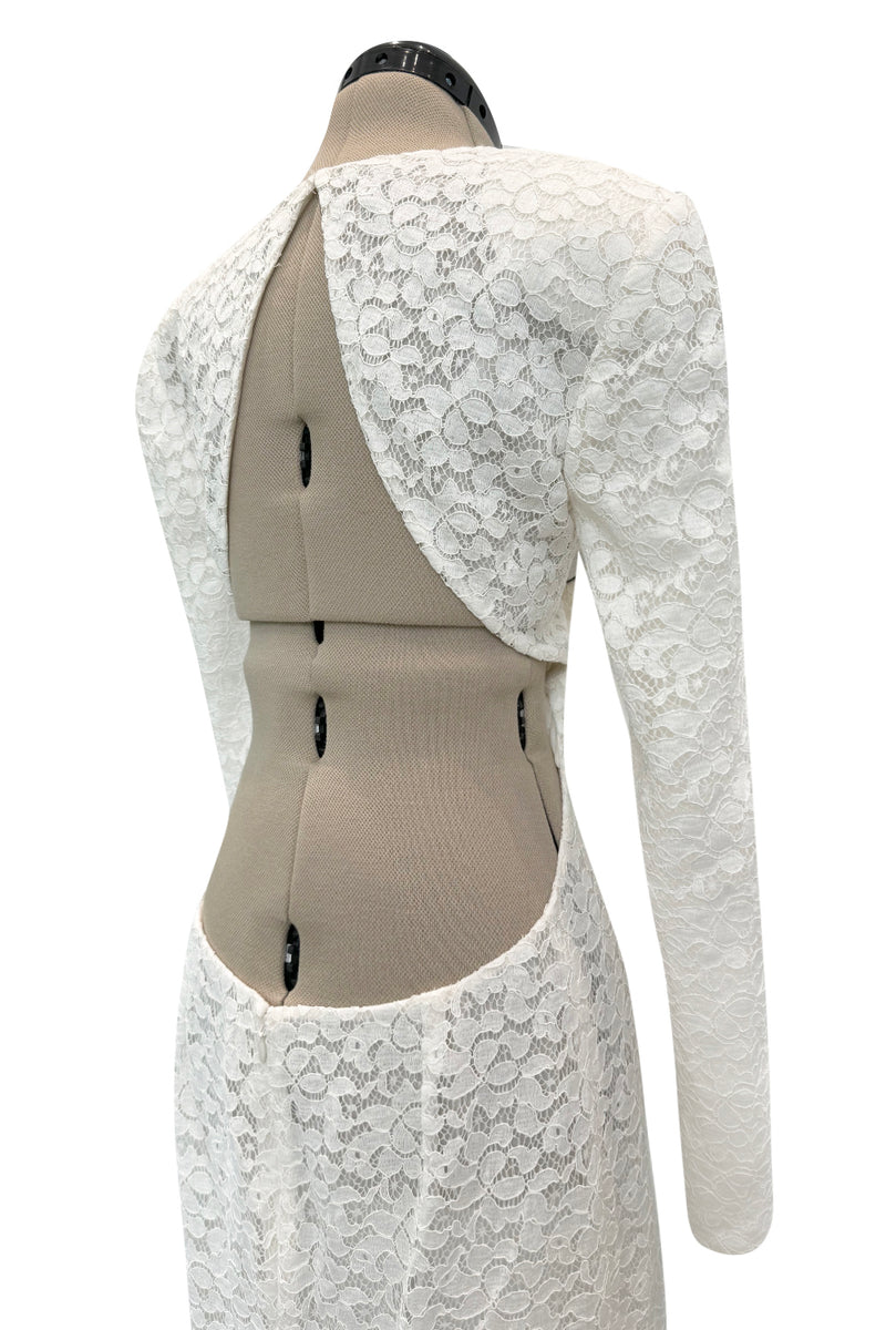 Spectacular 2014 Stella McCartney 'Renee' Red Carpert Documented White Lace Dress w Low Open Cut Out Back