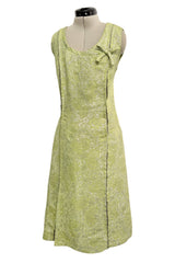 Fall 1966 Chanel Haute Couture by Coco Chanel Pale Green Metallic Lame Dress & Jacket Set