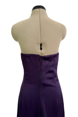 2010s Valentino Roma Strapless Purple Jersey Dress w Built in Corset & Extended Front Ruffles
