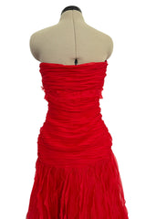 Spring 2007 Valentino Runway Look 57 Strapless Red Silk Chiffon Ruffle Dress