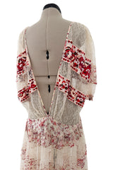 Spring 2016 Etro by Veronica Etro Runway Look 6 Ivory Net Lace Dress w Embroidered Silk Panels