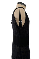 Stunning 2010s Chanel by Karl Lagerfeld Light Weight Black Floral Pattern Knit Dress w Slight Transparency