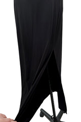 Amazing 1990s Gianni Versace Black Stretch Jersey Dress w Completely Open Lace up Back & Side Slit