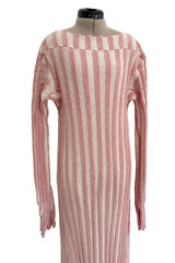 Iconic Spring 2017 Celine by  Pheobe Philo Pale Red-Pink & Ivory Knit Sweater Dress w Exaggerated Ribbing
