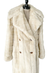 Iconic Fall 1996 Gucci by Tom Ford Runway Look 29 Menswear Inspired Ivory Faux Fur Coat w