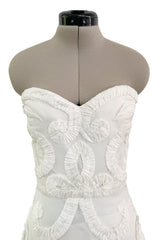 Dreamy Fall 2007 Oscar de la Renta Silk Organza Strapless Wedding Dress w Silk Ribbon Embellishment Detailing