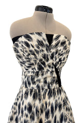 Incredible 1953 Jacques Fath Haute Couture Leopard Printed Silk Strapless Dress w Full Skirt