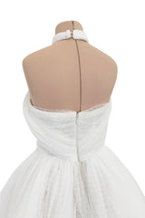 Fairy Tale 2010s Giambattista Valli White Dotted Silk Tulle Wedding Dress w Full Layered Netted Skirt