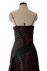 Fall 1978 George Stavropoulos Minimalist Bias Cut Black & Red Silk Dress