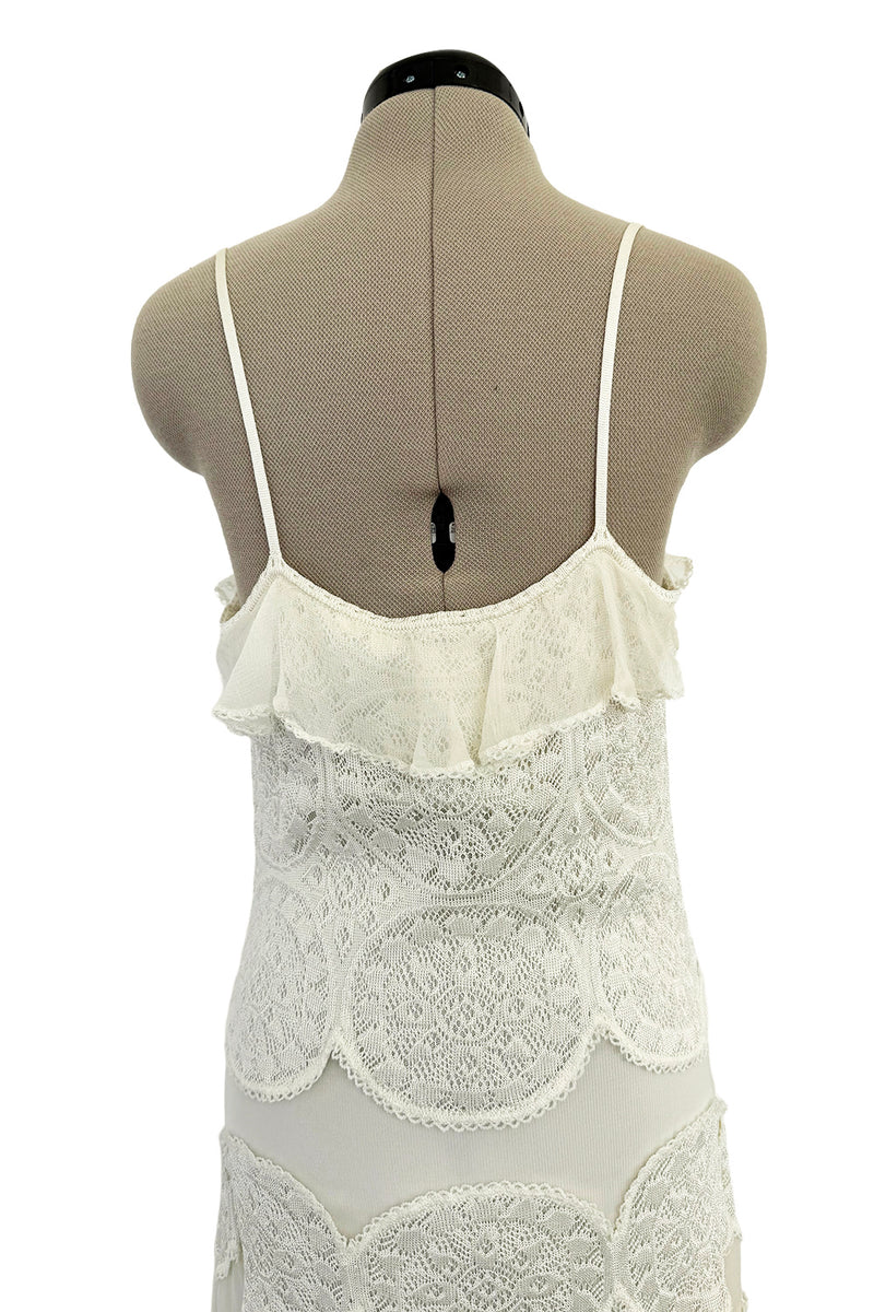 Prettiest Spring 2005 Christian Dior by John Galliano Knit & Silk Chiffon Ivory Dress