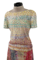 Outstanding Spring 2001 Oscar de la Renta Runway Look 38 Sequin Detailed Sweater & Silk Skirt Set