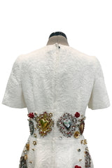 Spring 2015 Dolce & Gabbana Runway Look 48 Silk Brocade Mini Dress w Elaborate Front Embellishments