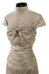 Elegant Resort 2010 Oscar de la Renta Gold Runway Look 48 Metallic Gold & Silver Lame Halter Dress