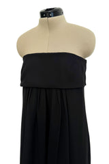 Spring 2013 Saint Laurent by Hedi Slimane Strapless Black Silk Dress w Scooped Front Hem