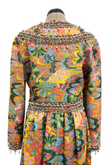 Wonderful 1968 Oscar de la Renta Gold Metallic Thread Silk Brocade Dress w Extensive Beadwork