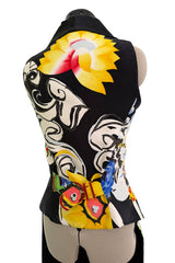 Very Rare Spring 1993 Versace by Gianna Versace Runway & Lookbook 'Miami Collection' Floral Print Silk Vest