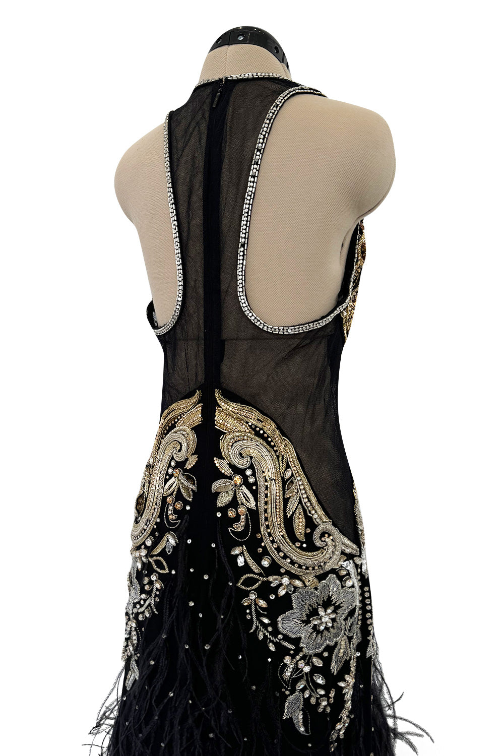 roberto cavalli beaded fringe dress Extraordinary 2015 Runway Feather & Net w Bead & – Shrimpton Couture The QUEENS Treasures 18 black lace homecoming dress SIZE:12 to 18 Months