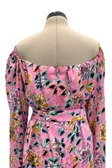 c.Spring 1986 Yves Saint Laurent Haute Couture Floral Silk with Belt
