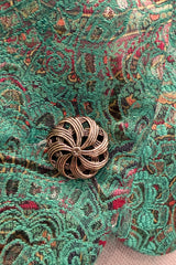 c1993 Yves Saint Laurent Brilliant Green Cropped Jacket w Gold & Red Metallic Detailing