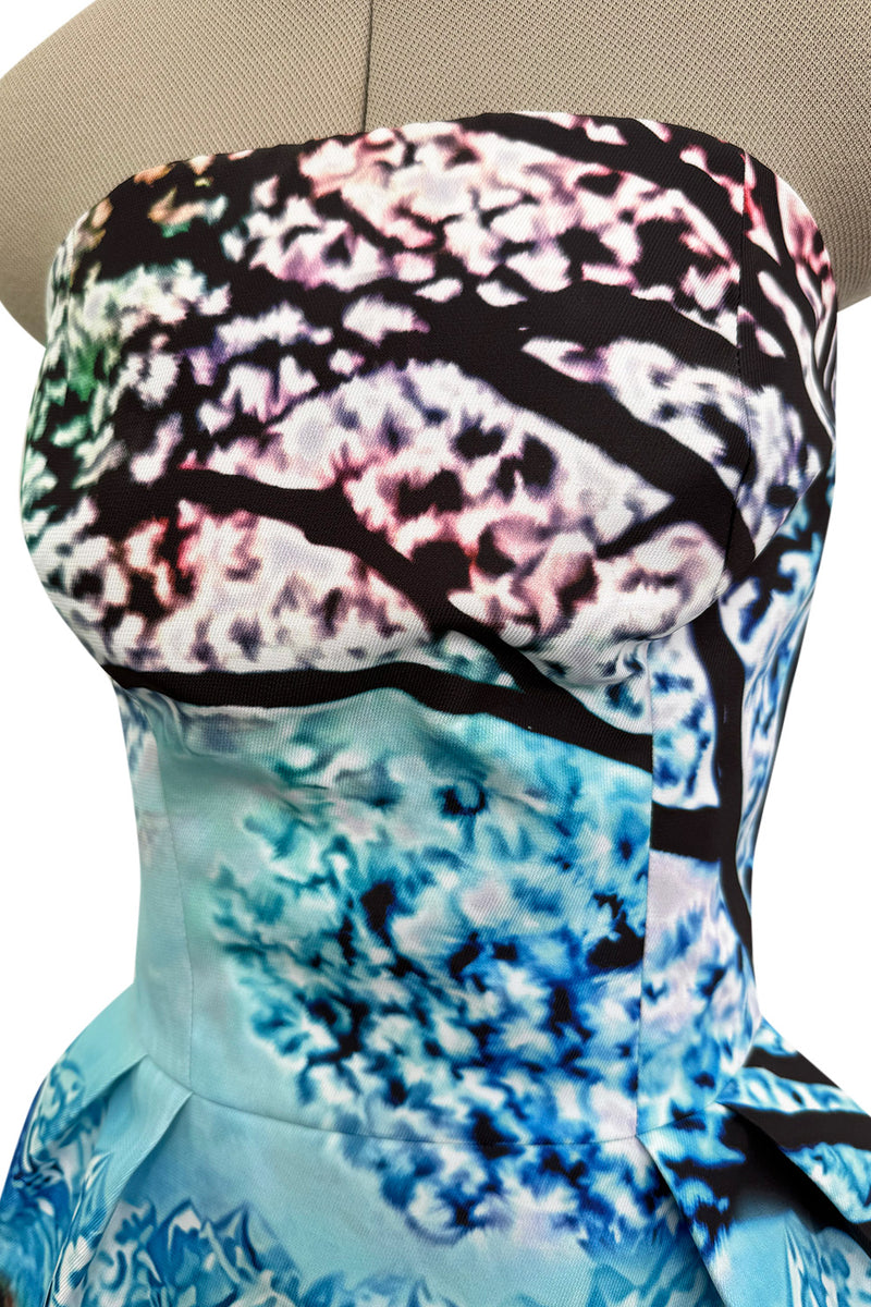 Gorgeous Fall 2013 Mary Katrantzou Runway Print From Look 18 Strapless Bubble Skirt Mini Dress