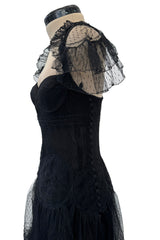 Rare Spring 2008 John Galliano Black Version of Look 13 Production Label Black Lace Dress