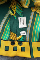 Fantastic Vintage 1999 Hermes Rythmes du Monde by Laurence Bourthoumieux Green Silk Twill Top