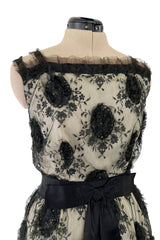 Stunning Late 1950s M. L. Paris Creations Demi-Couture Fine French Lace & Silk Dress