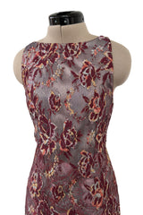 Exceptional Spring 1998 Christian Lacroix Runway Net Lace & French Blue Printed Silk Dress