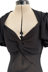 Gorgeous Spring 2006 Christian Dior by John Galliano Black Chiffon Bias Cut Dress w Capped Sleeve