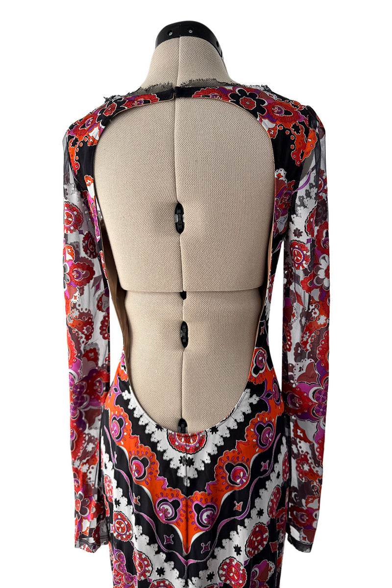 Fantastic Spring 2012 Emilio Pucci by Peter Dundas Runway Look 10 Coral Print Open Back Dress