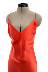 Spring 2004 Roberto Cavalli Runway Look 21 Orange Bias Cut Silk Dress Worn by Juno Temple