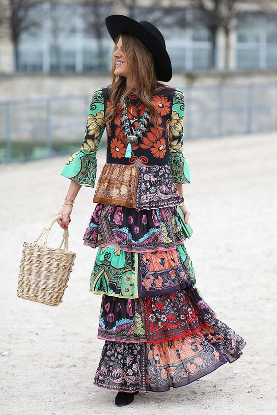 Iconic Spring 2015 Valentino Printed Tiered Runway Dress by Maria Grazia Chiuri & Pier Paolo Piccioli