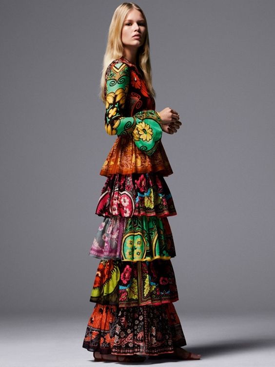 Iconic Spring 2015 Valentino Printed Tiered Runway Dress by Maria Grazia Chiuri & Pier Paolo Piccioli