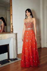 Exquisite 2020 Cucculelli Shaheen Collection 9 Strapless Hand Embroidered Carnelian Constellation Dress