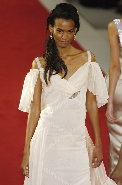Exceptional Spring 2005 Chanel by Karl Lagerfeld Runway Blush Pink Crepe Silk Chiffon Dress