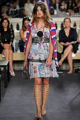 Spectacular Cruise 2007 Chanel by Karl Lagerfeld Chanel Print Silk Chiffon Dress