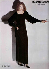 Fall 1974 Yves Saint Laurent Runway & Ad Campaign Black Silk Jersey Dress w Cord Detailing