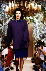 Documented Fall 1985 Yves Saint Laurent Haute Couture Runway Look 43 Purple Over-sized Cut Tunic