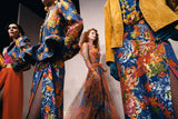 Spectacular Fall 1989 Yves Saint Laurent Runway Metallic Gold Detailed Silk Chiffon Dress